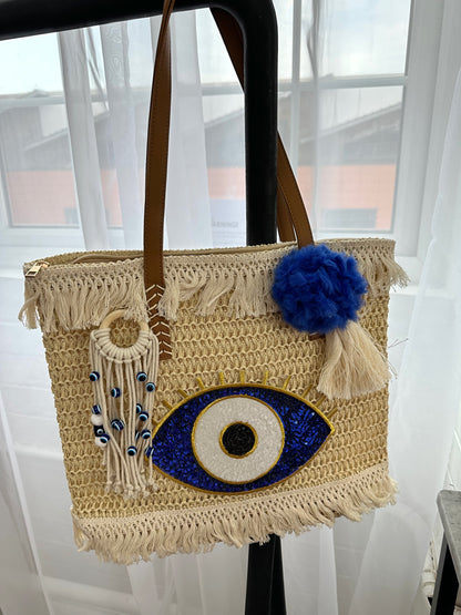 Nizar Eye Detail Beach Bag Large